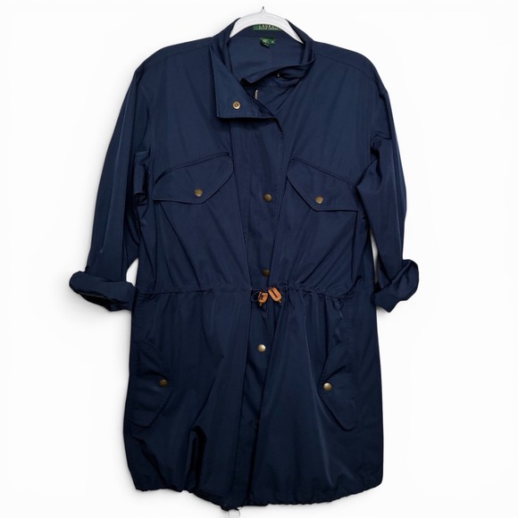 Ralph Lauren Jackets & Blazers - Ralph Lauren Jacket Women XL Blue LRL Zip Snap Trench Peacoat Windbreaker 0454